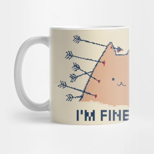 I'm Fine 80s Pixel Art Cat Mug